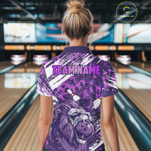 Load image into Gallery viewer, Purple Camo Lion Bowling Polo, 1/4 Zip Shirts for Women Custom Lion Team Bowling Jerseys, Bowler Outfit NQS11604