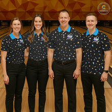 Load image into Gallery viewer, Hologram colors geometric pattern Black Bowling Shirts for Women Custom Team Bowling League Jersey NQS11607
