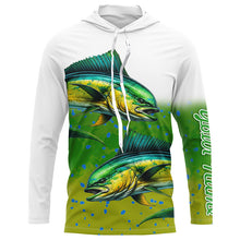 Load image into Gallery viewer, Mahi-mahi Fishing Customize Name Green Scales Long Sleeve Fishing Shirts, Personalized Fishing Gift NQS261