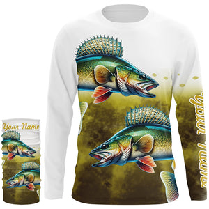 Walleye Fishing Yellow scales Customize Name 3D All Over Printed Shirts, Personalized Fishing Gifts NQS264