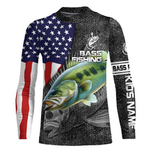 Load image into Gallery viewer, Largemouth Bass fishing American flag custom fishing shirts for men Performance Long Sleeve NQS3708