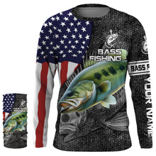 Load image into Gallery viewer, Largemouth Bass fishing American flag custom fishing shirts for men Performance Long Sleeve NQS3708