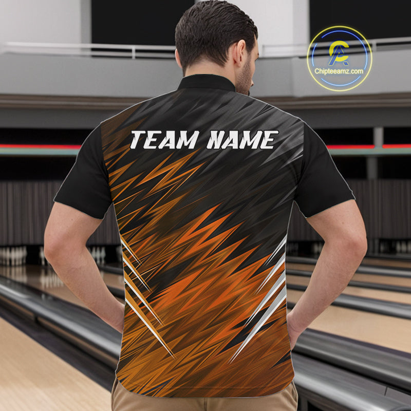 Orange and Black Bowling Shirts For Men Custom Name and Team name  Bowling Jerseys Bowlers Outfit NQS11002