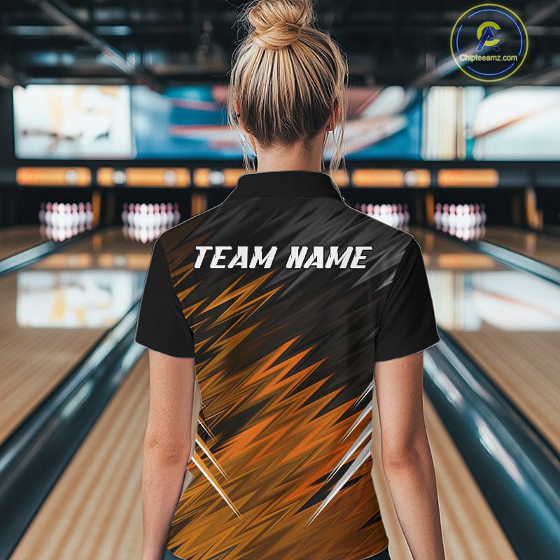 Orange and Black Bowling Shirts For Women Custom Name and Team name  Bowling Jerseys Bowlers Outfit NQS11002