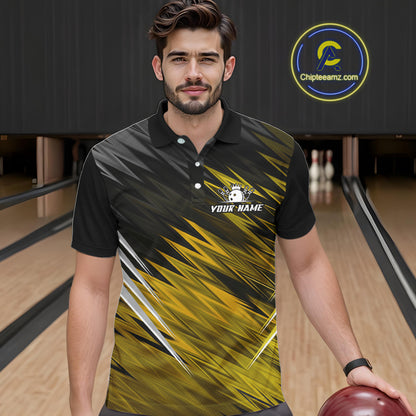Yellow and Black Bowling Shirts For Men Custom Name and Team name  Bowling Jerseys Bowlers Outfit NQS11003