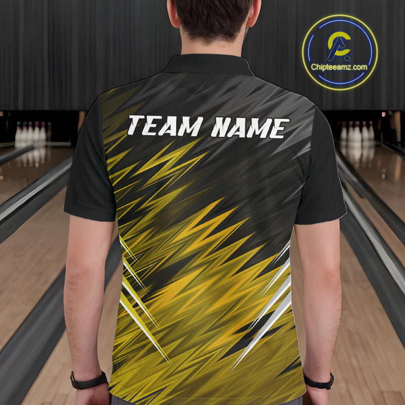 Yellow and Black Bowling Shirts For Men Custom Name and Team name  Bowling Jerseys Bowlers Outfit NQS11003