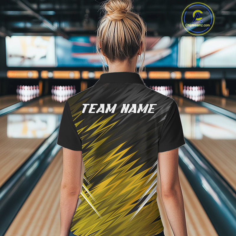 Yellow and Black Bowling Shirts For Women Custom Name and Team name  Bowling Jerseys Bowlers Outfit NQS11003