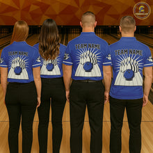 Load image into Gallery viewer, Blue Retro Bowling Polo, Quarter Zip Shirts For Women Custom Vintage Bowling Team Jerseys NQS11212