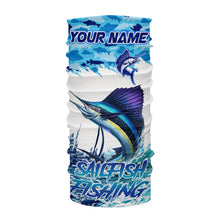 Load image into Gallery viewer, Sailfish fishing Blue sea camo Custom UV protection fishing long sleeve shirt, Sailfish Fishing jersey NQS9342