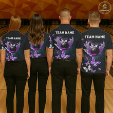 Load image into Gallery viewer, Custom Purple Butterfly Bowling Polo, 1/4 zip jerseys For Women, Bowling Team Shirt With Butterflies NQS11613