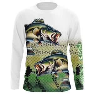 Largemouth Bass Fishing Customize Green scales UV Protection Long sleeve Fishing Shirts, bass jerseys NQS266