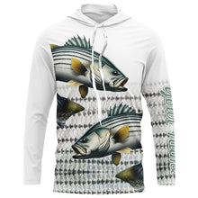 Load image into Gallery viewer, Striped Bass Fishing Customize Name UV Protection Long Sleeve Fishing Shirts, Personalized Fishing Gift NQS268