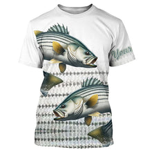 Load image into Gallery viewer, Striped Bass Fishing Customize Name UV Protection Long Sleeve Fishing Shirts, Personalized Fishing Gift NQS268