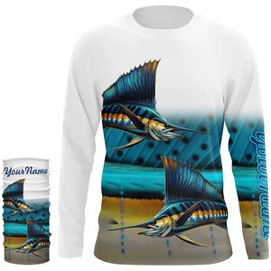 Sailfish Fishing scales Customize Name UV protection fishing Shirts, personalized fishing jerseys NQS269