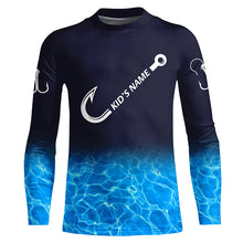 Load image into Gallery viewer, Personalized blue water camo fish hook Long Sleeve Fishing Shirts, Tournament Fishing Jerseys NQS7439