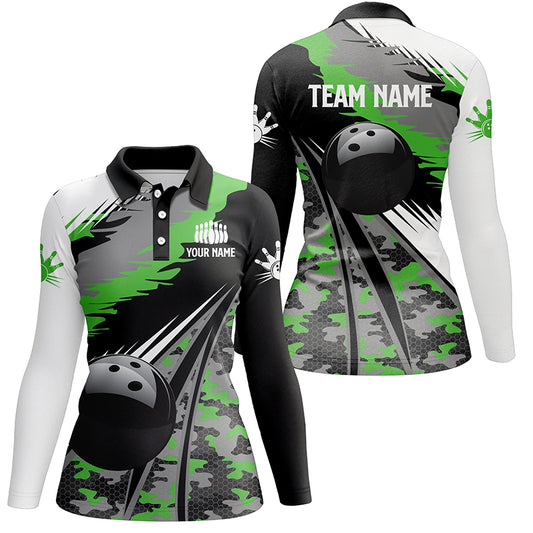 black personalized bowling shirt for women – custom name design side view