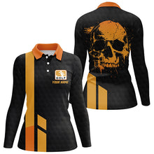Load image into Gallery viewer, Black and yellow Women golf polo shirts custom skull golf top, golf outfits for ladies NQS7595