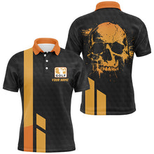 Load image into Gallery viewer, Black and yellow mens golf polo shirts custom skull golf shirt, golf outfits for men NQS7595