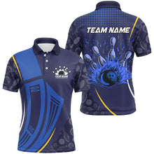 Load image into Gallery viewer, Blue camo Flame Bowling Polo, Quarter Zip shirts for men custom team bowling jerseys NQS7785