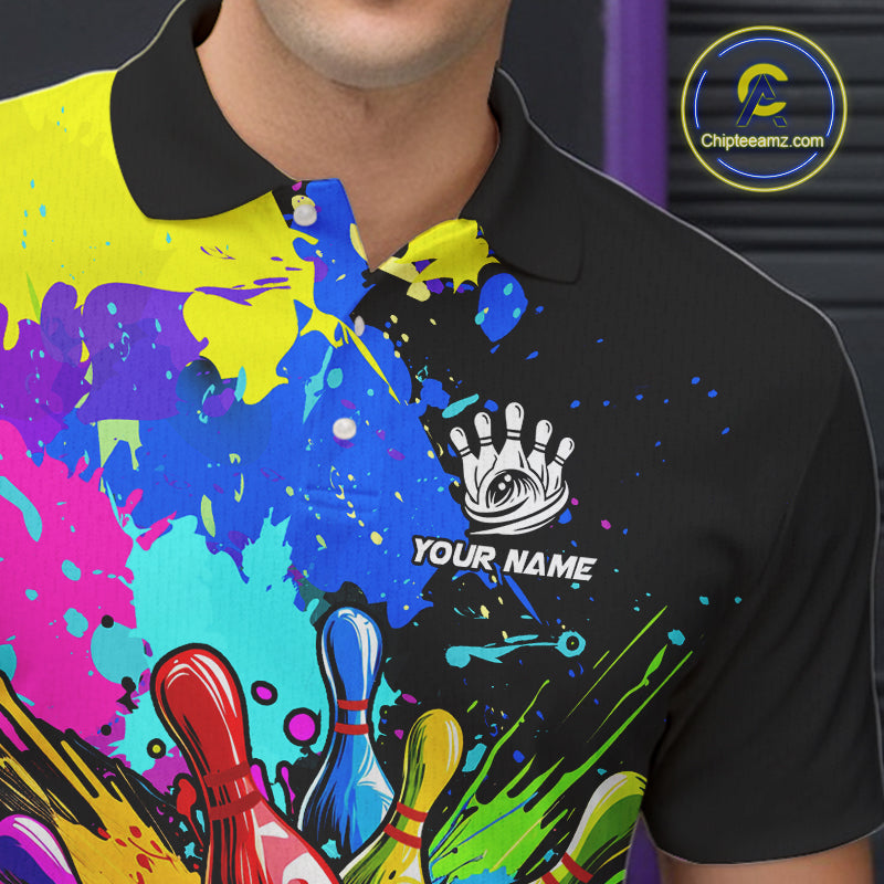 Colorful bowling jerseys Bowling Polo, 1/4 Zip Shirt for Men Custom Bowling Team shirts for bowlers NQS10240