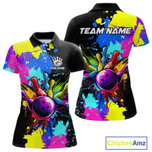 Load image into Gallery viewer, Colorful bowling jerseys Bowling Polo, 1/4 Zip Shirt for Women Custom Bowling Team shirt for bowlers NQS10240