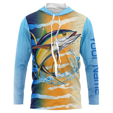 Load image into Gallery viewer, Tuna fishing blue yellow scales Custom long sleeve performance Fishing shirts, Tuna fishing jerseys NQS6111