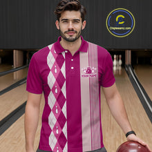 Load image into Gallery viewer, Retro Pink argyle pattern Bowling shirts For Men custom bowling team jerseys Bowler Outfits NQS10403