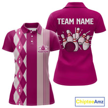 Load image into Gallery viewer, Retro Pink argyle pattern Bowling shirts For Women custom bowling team jerseys Bowler Outfits NQS10403