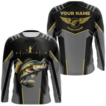 Load image into Gallery viewer, Personalized Black Smallmouth Bass Fishing jersey Team Smallmouth Fishing Long Sleeve tournament shirt NQS6317