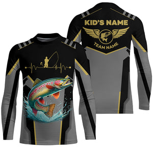 Personalized Black Rainbow trout Fishing jersey, Team trout Fishing Long Sleeve tournament shirts NQS6319