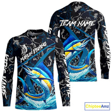 Load image into Gallery viewer, Custom Marlin Fishing Camo Long Sleeve Fishing Shirts, Personalized Marlin Fishing Team Jersey NQS10844