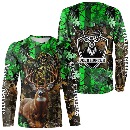 Deer Hunting big game green camo Grim Reaper Custom Name 3D All over print shirts gifts for Hunters NQS4292