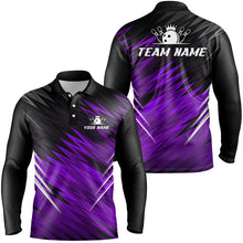 Load image into Gallery viewer, Purple and Black Bowling Shirts For Men Custom Name and Team name  Bowling Jerseys Bowlers Outfit NQS8890