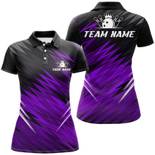 Load image into Gallery viewer, Purple and Black Bowling Shirts For Women Custom Name and Team name Bowling Jerseys Bowlers Outfit NQS8890