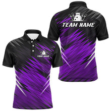 Load image into Gallery viewer, Purple and Black Bowling Shirts For Men Custom Name and Team name  Bowling Jerseys Bowlers Outfit NQS8890