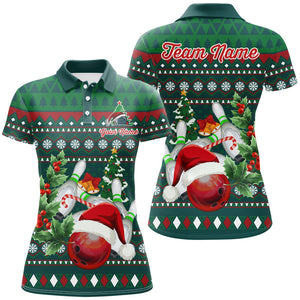 Funny ugly Christmas Green Women's Bowling Shirts Custom Team Bowling Jerseys Xmas Gift for bowlers NQS8894