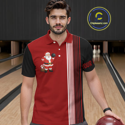 Retro Black and Red Christmas Santa Bowling shirts For Men custom bowling team jerseys Bowler Outfits NQS11011