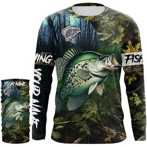 Crappie Fishing green camo Custom name Performance Long Sleeve UV protection fishing shirts for men NQSD92