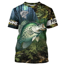 Load image into Gallery viewer, Crappie Fishing green camo Custom name Performance Long Sleeve UV protection fishing shirts for men NQSD92