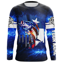 Load image into Gallery viewer, Texas Flag TX Bass Fishing US blue galaxy shirts for men custom Performance Long Sleeve UV protection NQSD100