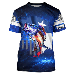 Texas Flag TX Bass Fishing US blue galaxy shirts for men custom Performance Long Sleeve UV protection NQSD100