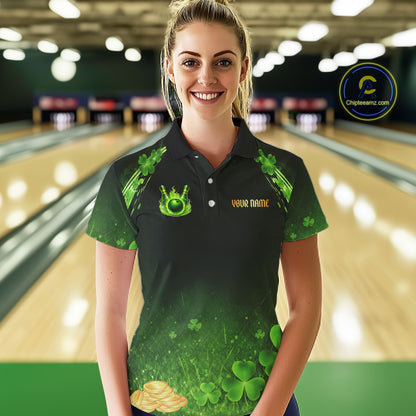 Green flame shamrock St Patrick's Day bowling shirts for women custom team bowling league jerseys NQS11412