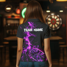 Load image into Gallery viewer, Women Darts shirts Custom black and purple lightning thunder Darts Team Jerseys NQS9492