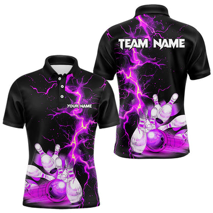 Mens bowling shirts Custom purple lightning thunder Bowling Team Jersey, gift for team Bowlers NQS9493