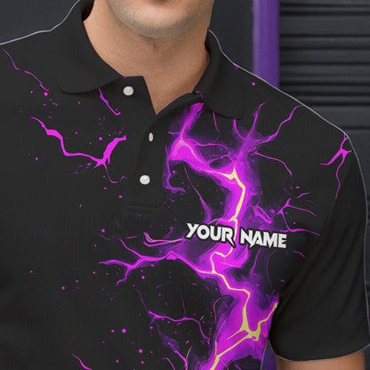 Mens bowling shirts Custom purple lightning thunder Bowling Team Jersey, gift for team Bowlers NQS9493