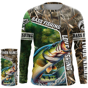 Personalized Bass Fishing Shirts, Love Fishing Camo 3D All Over Printed Shirts NQS210