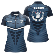 Load image into Gallery viewer, Navy Blue Bowling Team league jerseys custom Women Bowling Polo Shirts, gifts for bowling team NQS7444