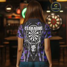 Load image into Gallery viewer, Deer Skull Darts Board Purple Camo Darts Polo, Quarter zip Shirts For Women Custom Team Darts Jersey NQS9935