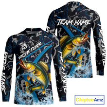 Load image into Gallery viewer, Custom Walleye Fishing Camo Long Sleeve Fishing Shirts, Personalized Walleye Fishing Team Jerseys NQS9938