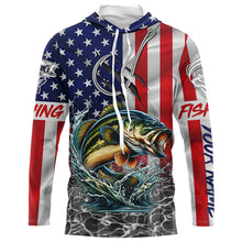 Load image into Gallery viewer, American Flag Bass Fish hook Custom long sleeve performance Fishing Shirts, Bass Fishing jerseys NQS5690